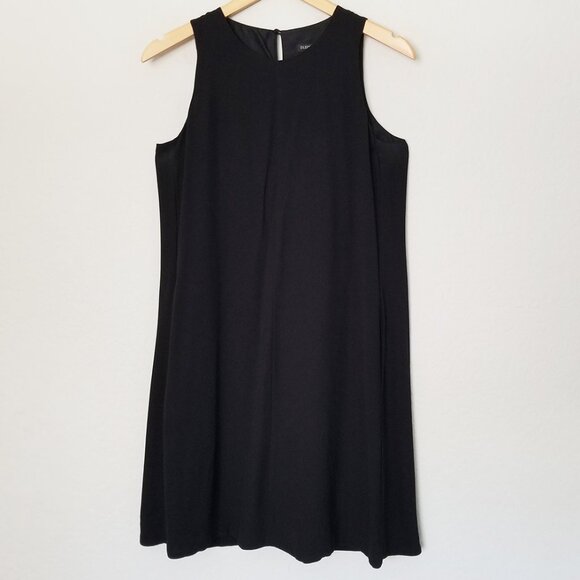 Eileen Fisher 100% Silk Georgette Crepe Round Neck Dress Black Petite XS PP $349 - Picture 5 of 14